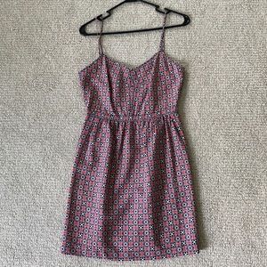 J Crew Blue Pink White Spaghetti Strap Dress